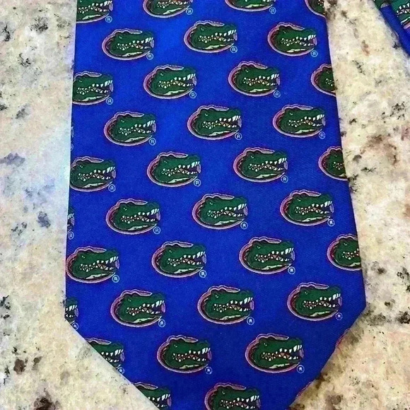 Mens Florida State Gators Blue Logo Tie Classic Length - Picture 2 of 4